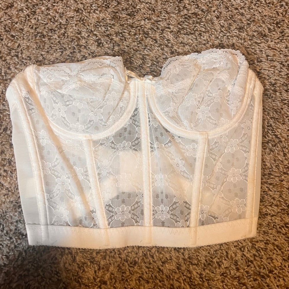 Gelmart‎ Bustier Corset Lace Boning Lingerie Top White 36B